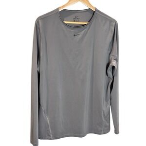 Nike Dri Fit Womens Long Sleeve Athletic Workout Shirt Gray XXL Running